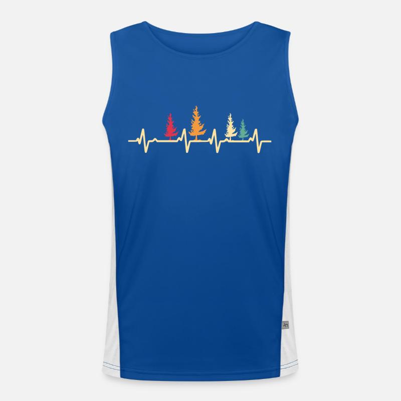 Wald Baum Herzschlag Retro Funktionelles Kontrast-Tank Top für Männer 