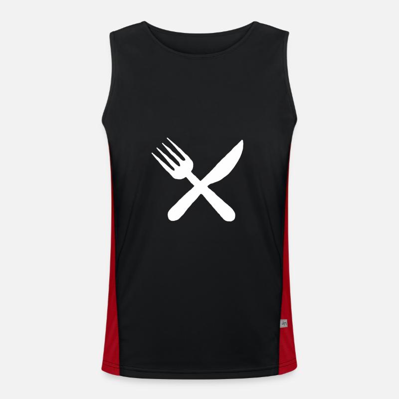 Essen Geschenk Mahlzeit Besteck Messer Gabel Funktionelles Kontrast-Tank Top für Männer 