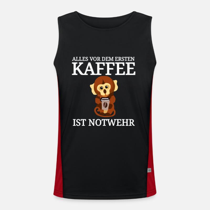 lustiger Kaffee Spruch Käffchen Funktionelles Kontrast-Tank Top für Männer 