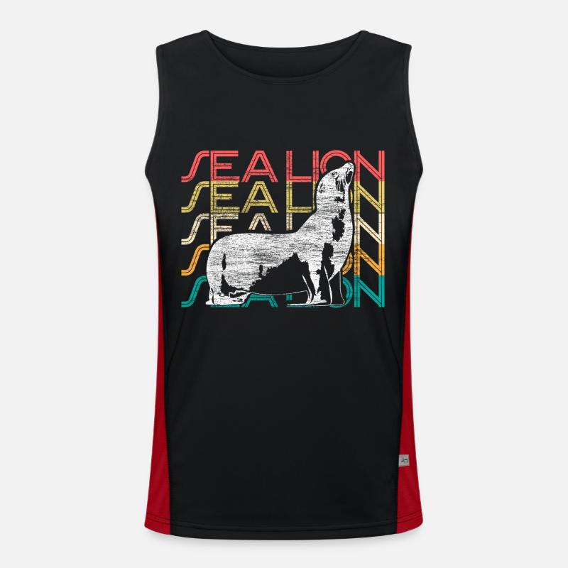 Seelöwe Seekuh Tierschutz Geschenkidee Funktionelles Kontrast-Tank Top für Männer 