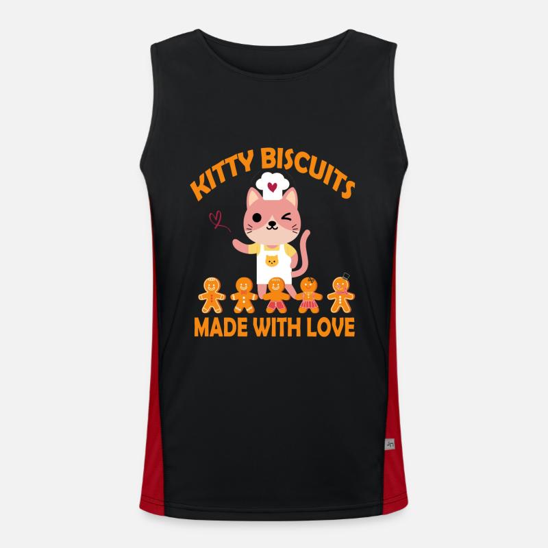 Kitty Biscuits Made With Love Funktionelles Kontrast-Tank Top für Männer 