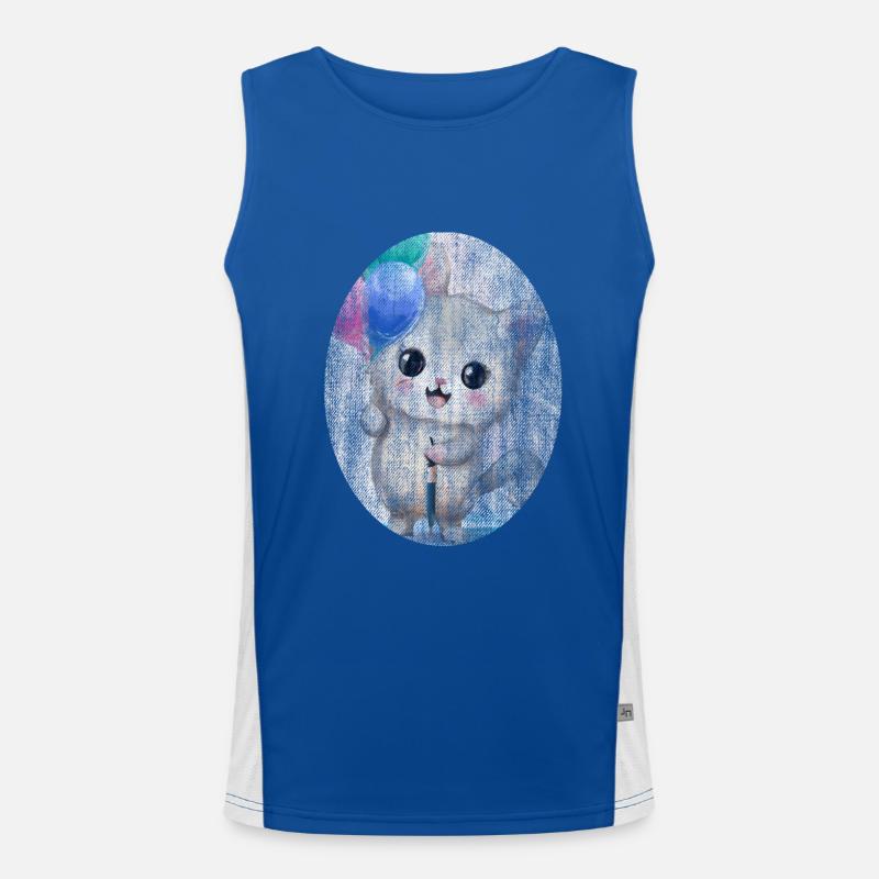 Kätzchen Katze mit Luftballon Gemälde Funktionelles Kontrast-Tank Top für Männer 