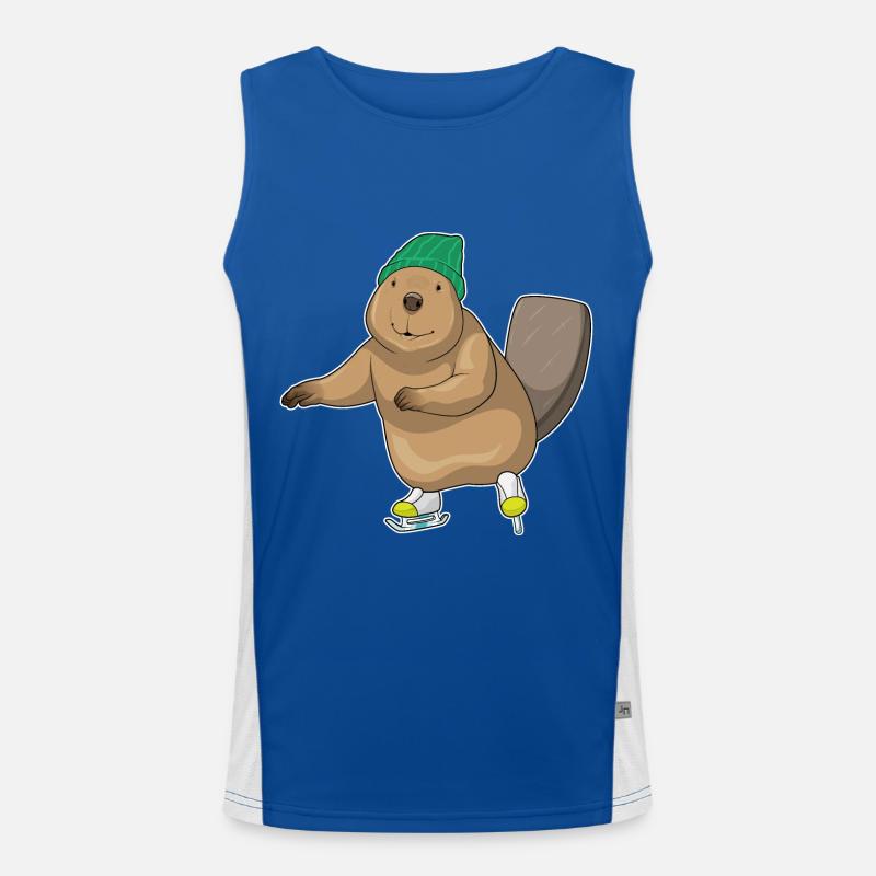 Biber Eislaufen Schlittschuhe Funktionelles Kontrast-Tank Top für Männer 