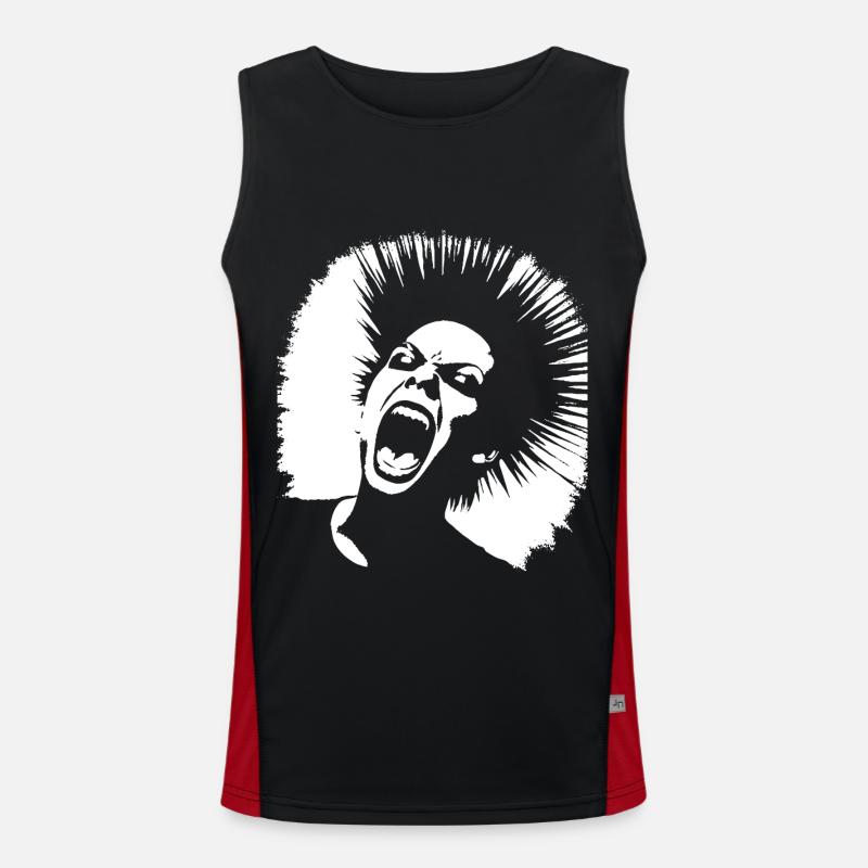 Screaming Punkrocker with Mohican Anarchy Punk Men's Functional Contrast Tank Top 