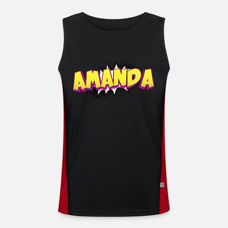 Amanda Custom Name Comic Book Style Pop Art, Men's Functional Contrast Tank Top 