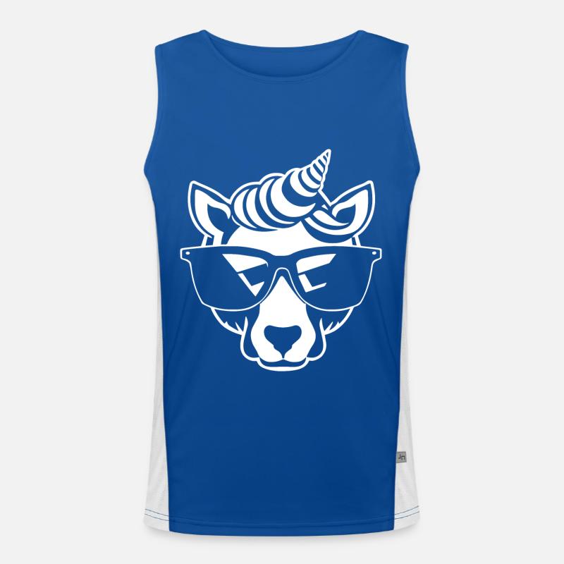 Lustige Einhörner mit Sonnenbrille Cooles Einhorn Funktionelles Kontrast-Tank Top für Männer 