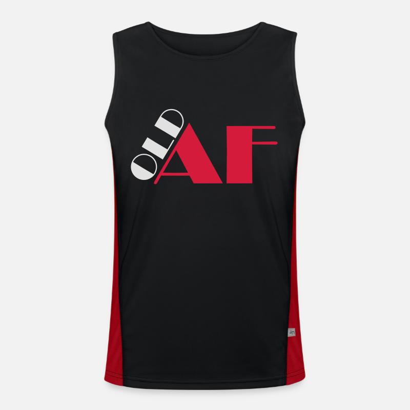 old AF Text Logo - Men's Functional Contrast Tank Top  - black/red