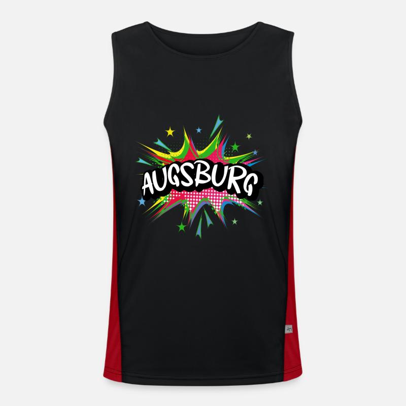 Augsburg Deutschland Stadt Pop Art Comic Kunst Funktionelles Kontrast-Tank Top für Männer 