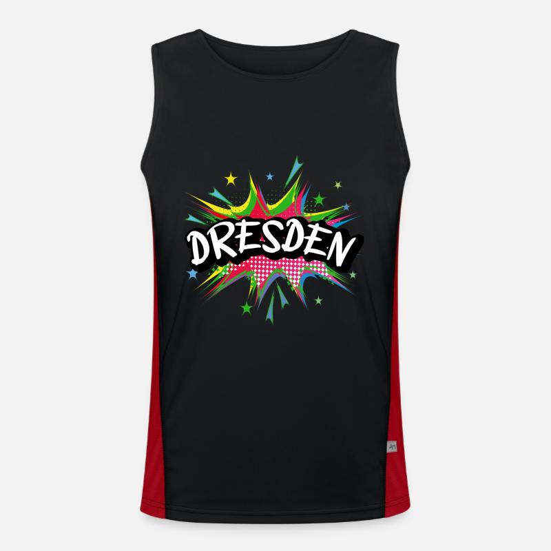 Dresden Deutschland Stadt Pop Art Comic Kunst Funktionelles Kontrast-Tank Top für Männer 