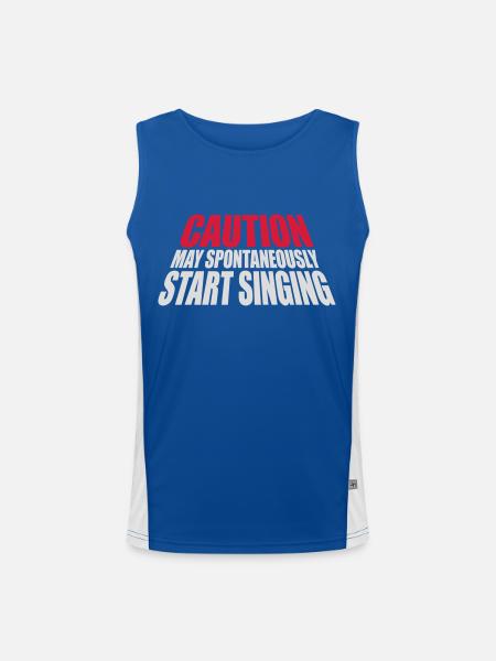 peut spontanément commencer à chanter - Débardeur respirant contrasté Homme  - bleu/blanc - Devant