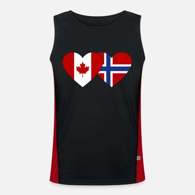 Cœur de drapeau Canada-Norvège Débardeur respirant contrasté Homme 