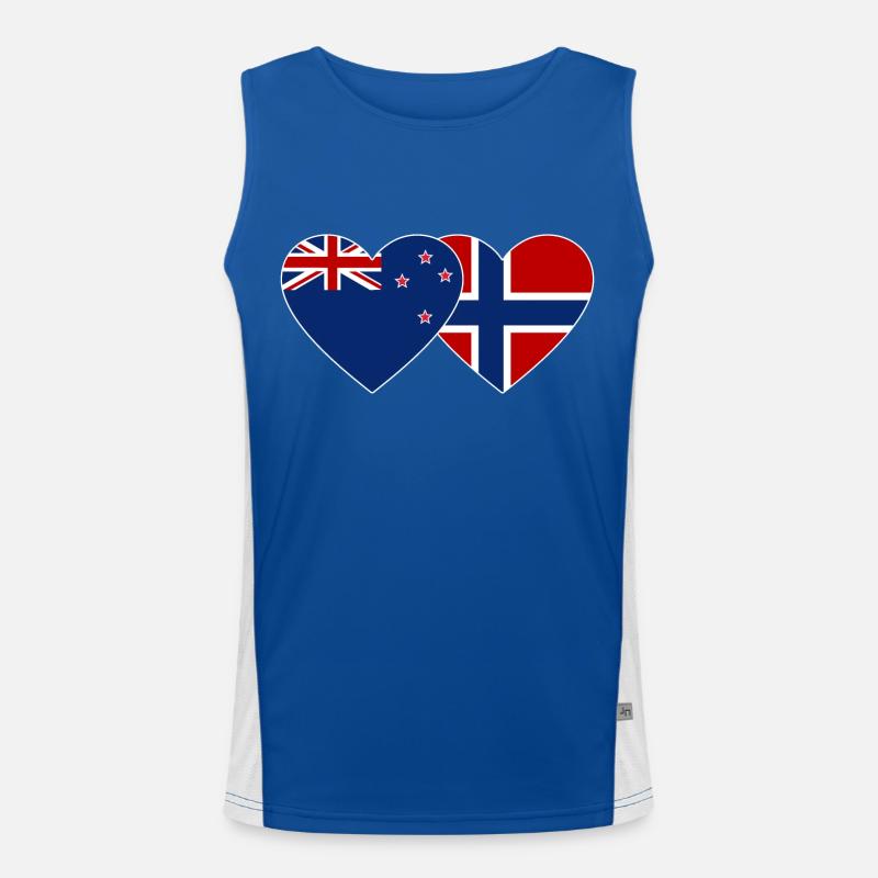 Neuseeland Norwegen Flagge Herz Funktionelles Kontrast-Tank Top für Männer 