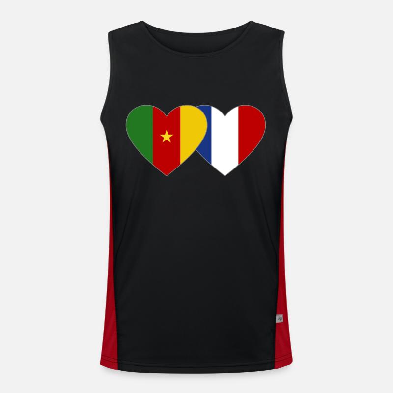 Senegal Frankreich Flagge Herz Funktionelles Kontrast-Tank Top für Männer 