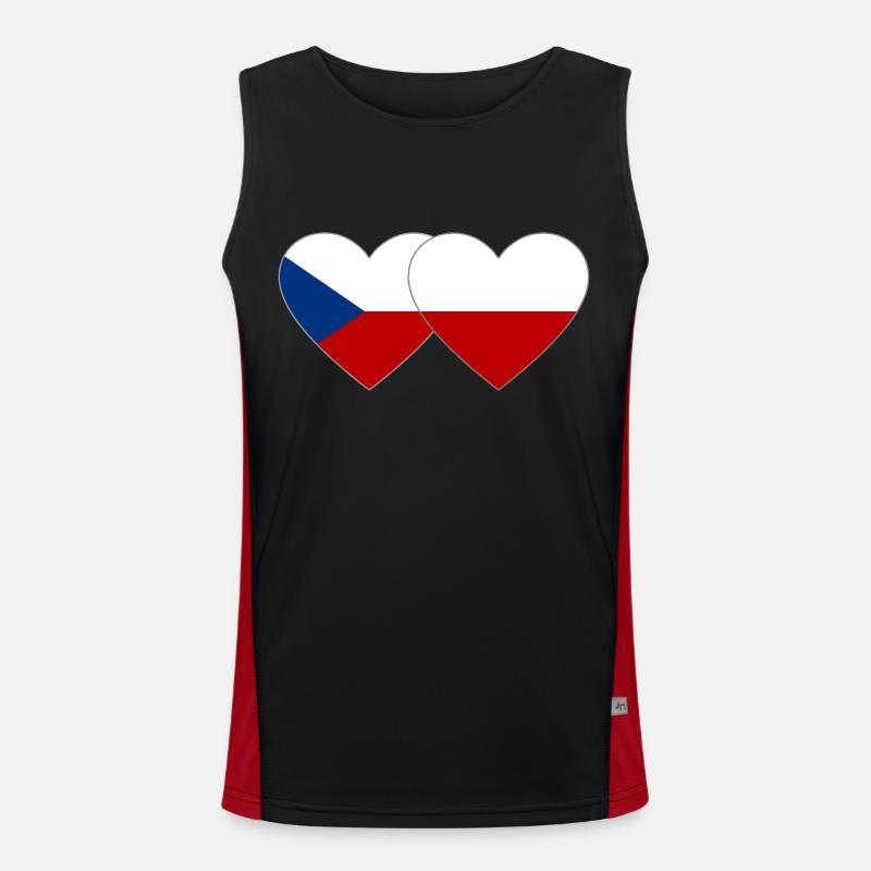 République tchèque Pologne Drapeau large Débardeur respirant contrasté Homme 
