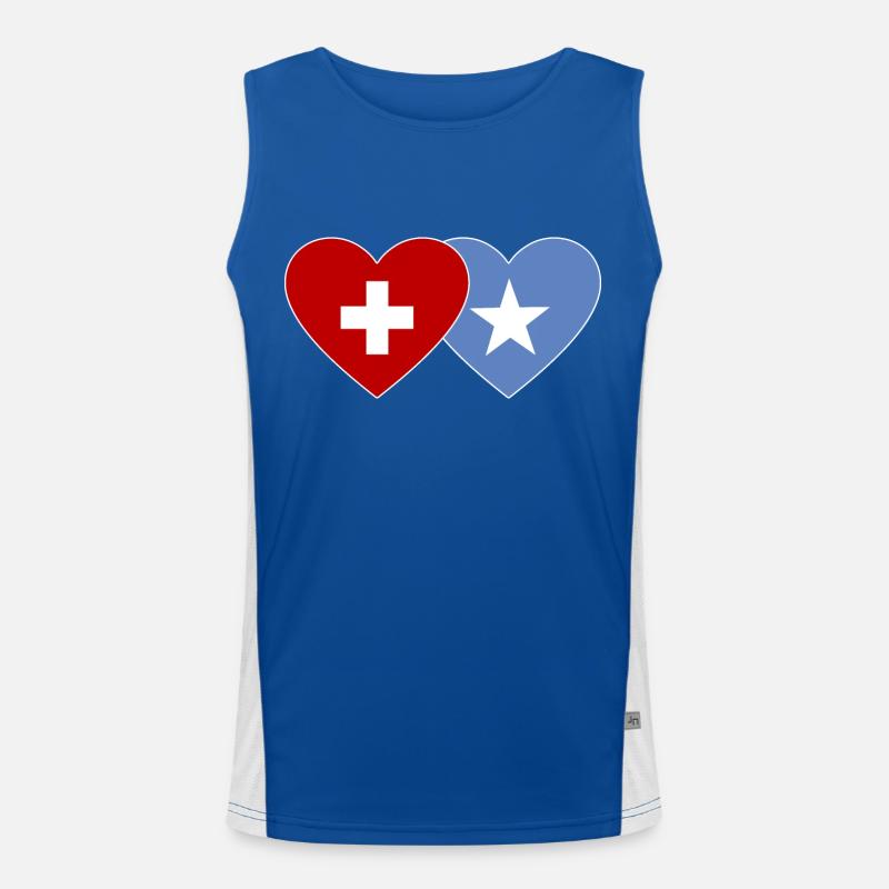 Schweiz Somalia Flagge Herz Funktionelles Kontrast-Tank Top für Männer 