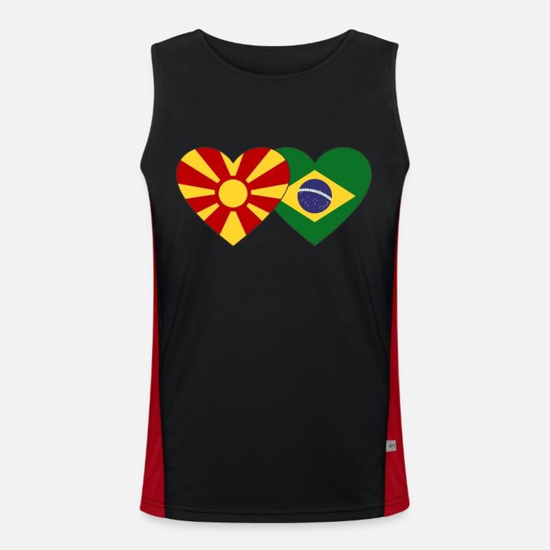 Macédoine Brésil Drapeau Coeur Débardeur respirant contrasté Homme 