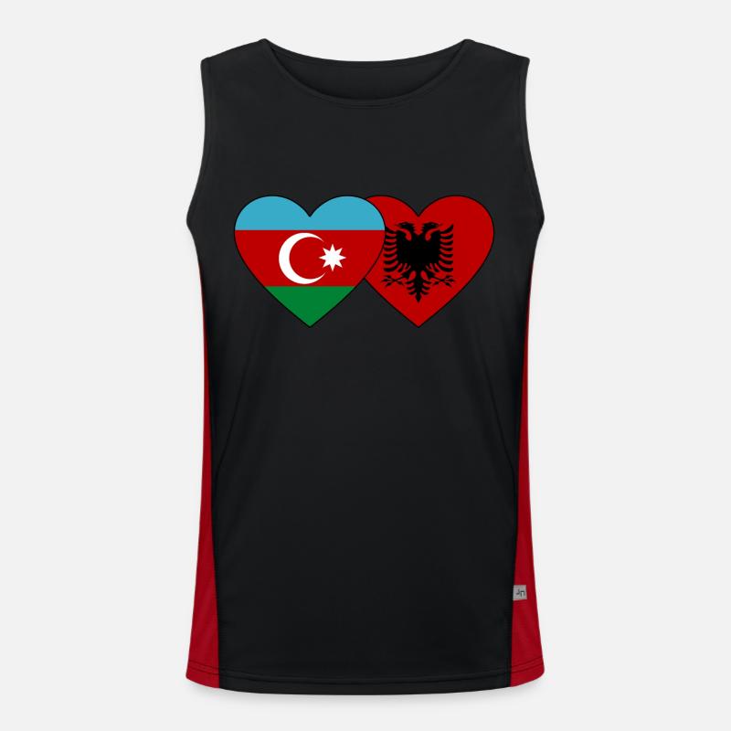 Azerbaïdjan Albanie Drapeau Coeur Débardeur respirant contrasté Homme 