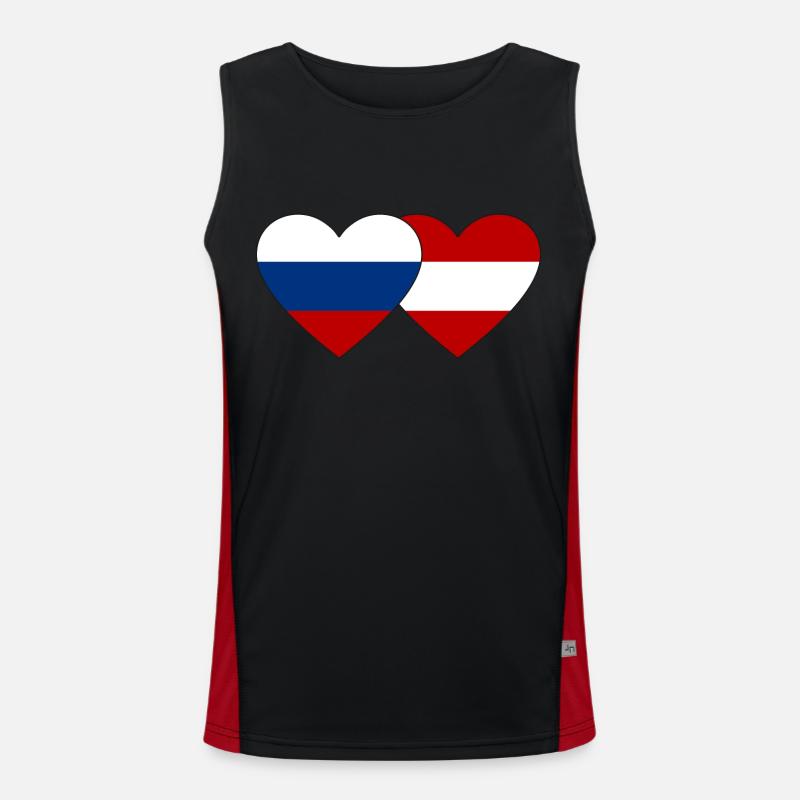 Russie Autriche Flag Coeur Débardeur respirant contrasté Homme 