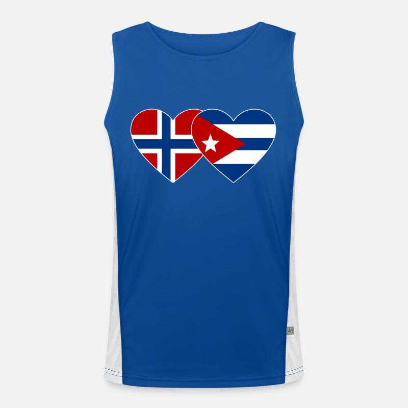 Norway Cuba Flag Heart Men's Functional Contrast Tank Top 