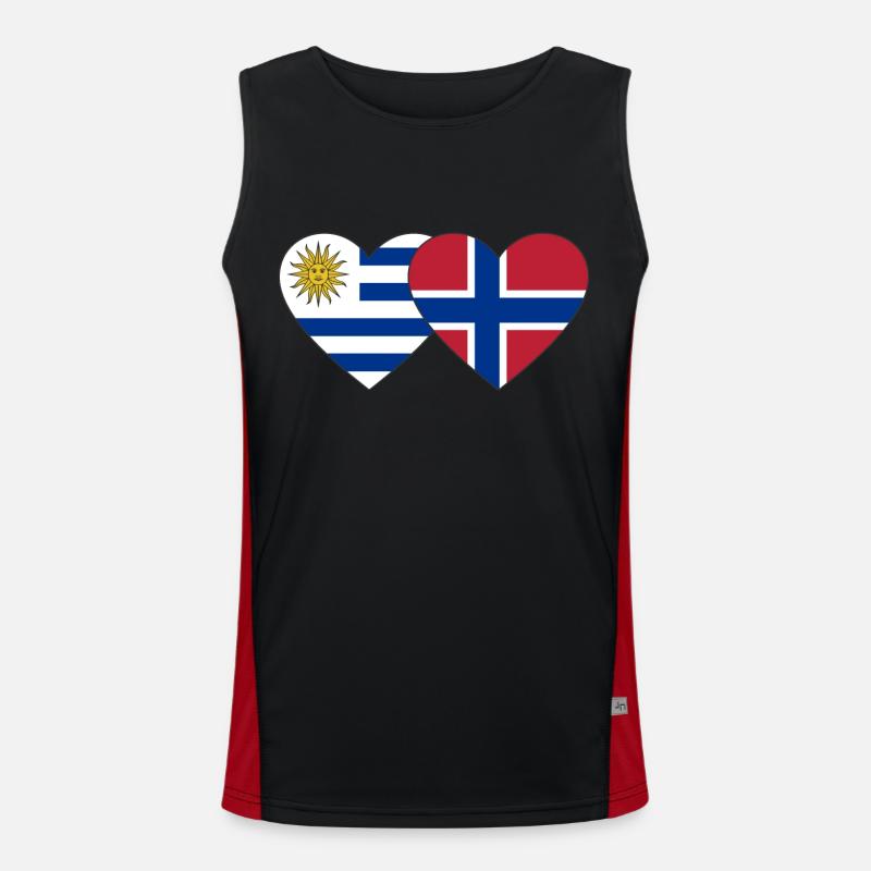 Uruguay Norvège Drapeau du cœur Débardeur respirant contrasté Homme 