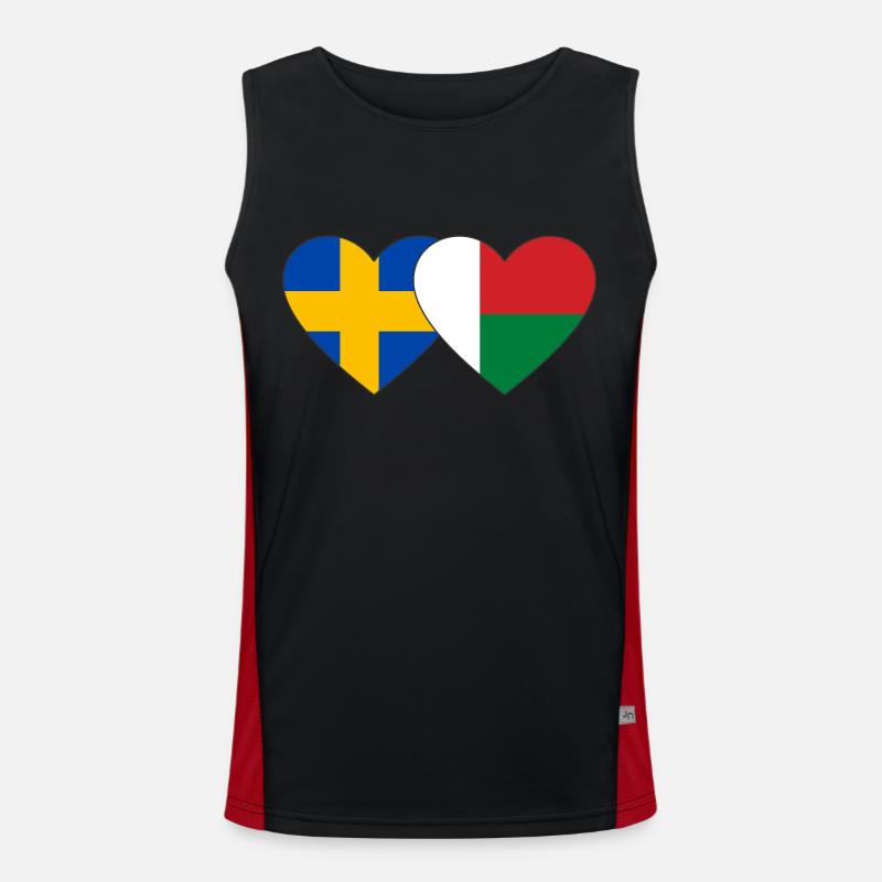 Schweden Madagaskar Herz Flagge Funktionelles Kontrast-Tank Top für Männer 