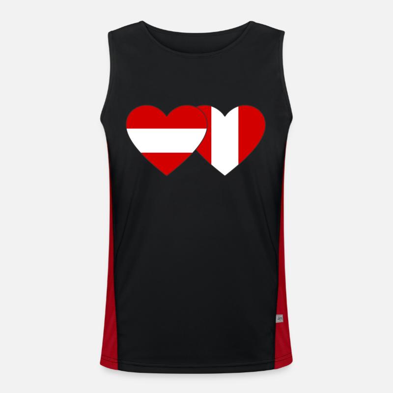 Austria Peru Heart Flag Men's Functional Contrast Tank Top 