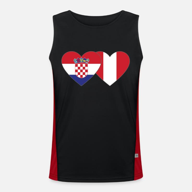Croatie Pérou Drapeau du Cœur Débardeur respirant contrasté Homme 