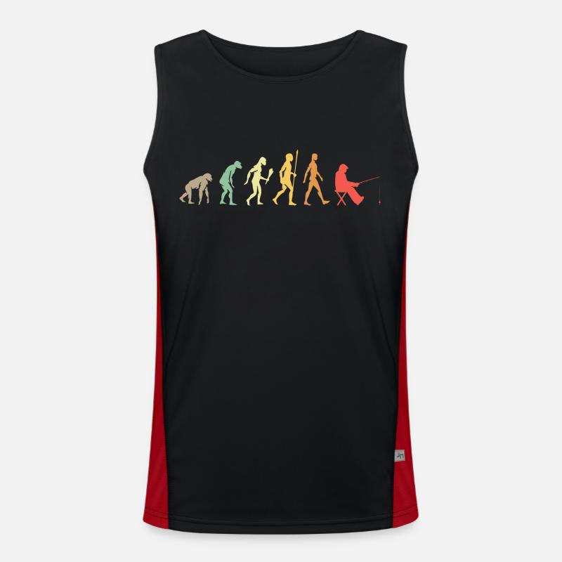 Die Evolution des Menschen Angelrute Sportfischer Funktionelles Kontrast-Tank Top für Männer 