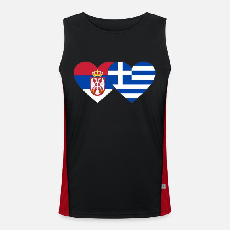 Serbie Grèce Drapeau Coeur Débardeur respirant contrasté Homme 