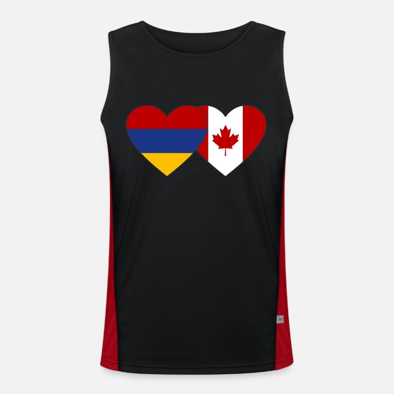 Armenien Kanada Flagge Herz Funktionelles Kontrast-Tank Top für Männer 