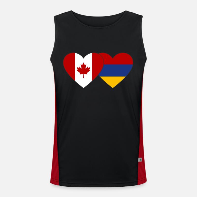 Cœur du drapeau de l’Arménie Canada Débardeur respirant contrasté Homme 