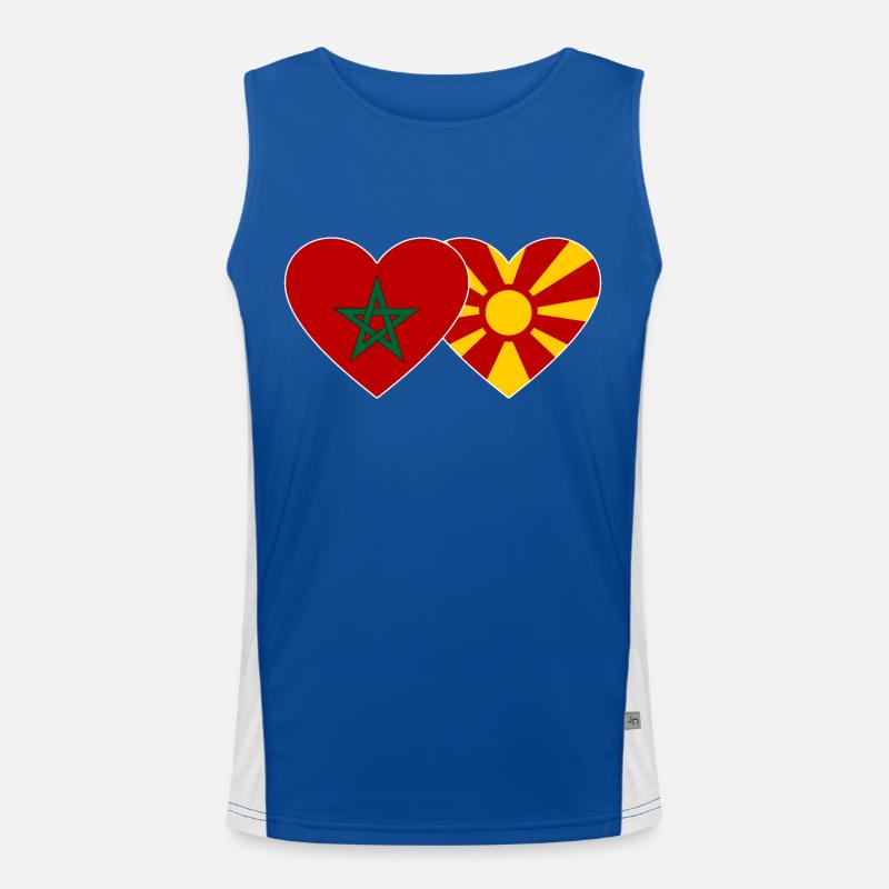 Maroc Macédoine Drapeau Coeur Débardeur respirant contrasté Homme 