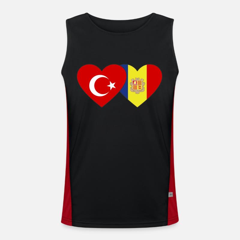 Turquie Andorre Flag Heart Débardeur respirant contrasté Homme 