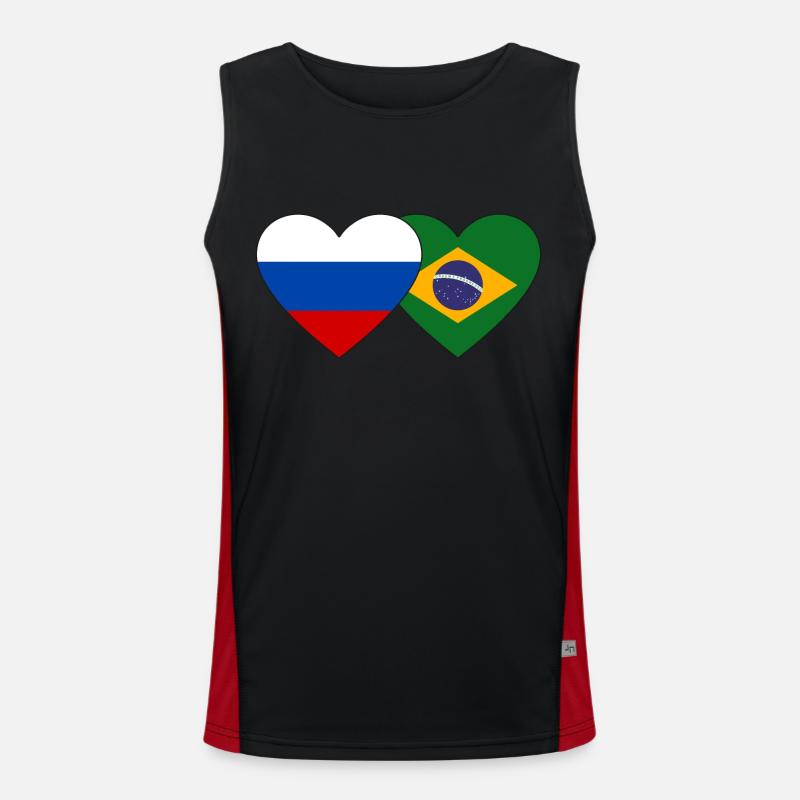 Drapeau de la Russie et du Brésil Débardeur respirant contrasté Homme 
