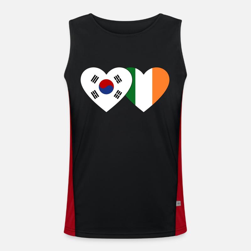 Corée du Sud Irlande Drapeau Coeur Débardeur respirant contrasté Homme 