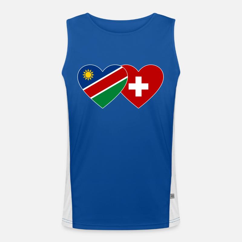 Namibia Schweiz Flagge Herz Funktionelles Kontrast-Tank Top für Männer 