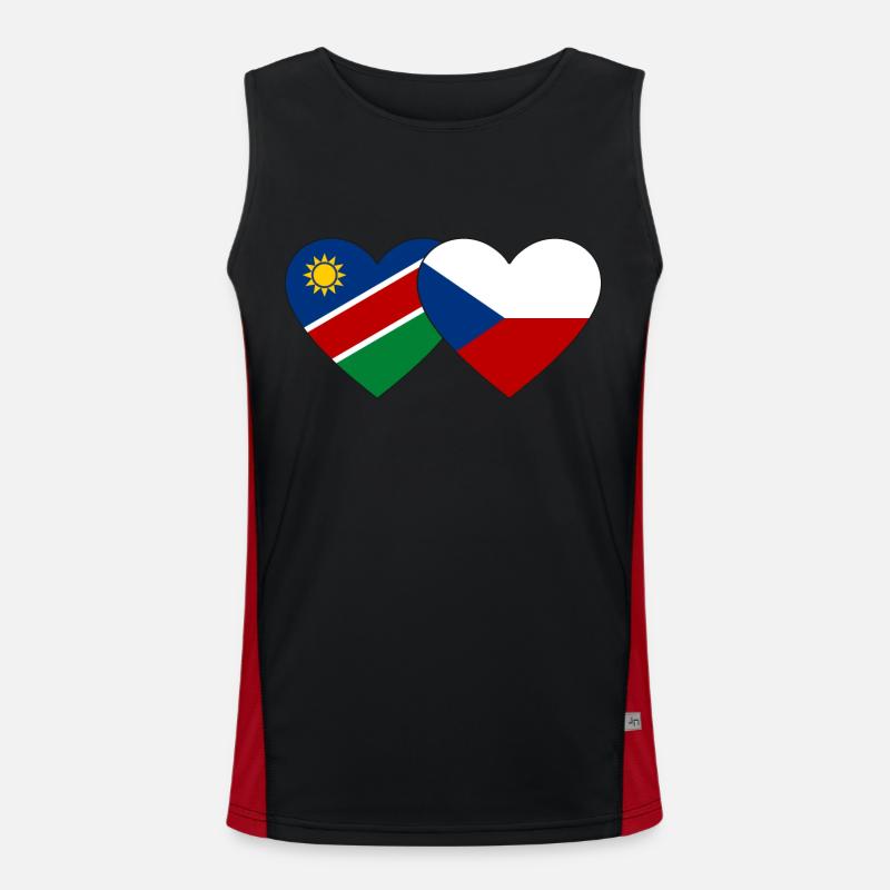 Namibia Czech Republic Flag Heart Men's Functional Contrast Tank Top 