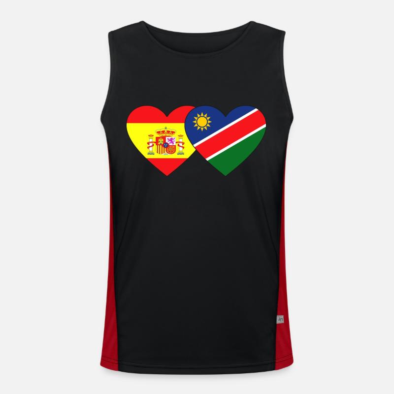Spanien Namibia Flagge Herz Funktionelles Kontrast-Tank Top für Männer 