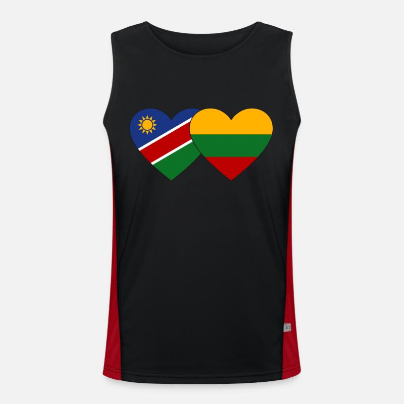 Namibia Lithuania Flag Heart Men's Functional Contrast Tank Top 