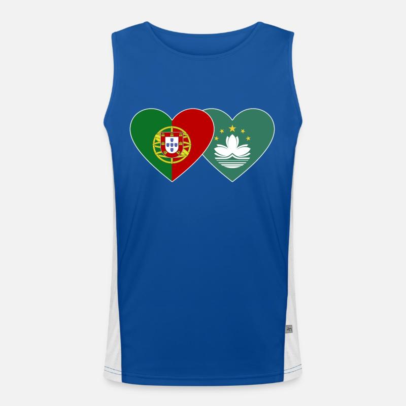 Portugal Cœur de drapeau de Macao Débardeur respirant contrasté Homme 