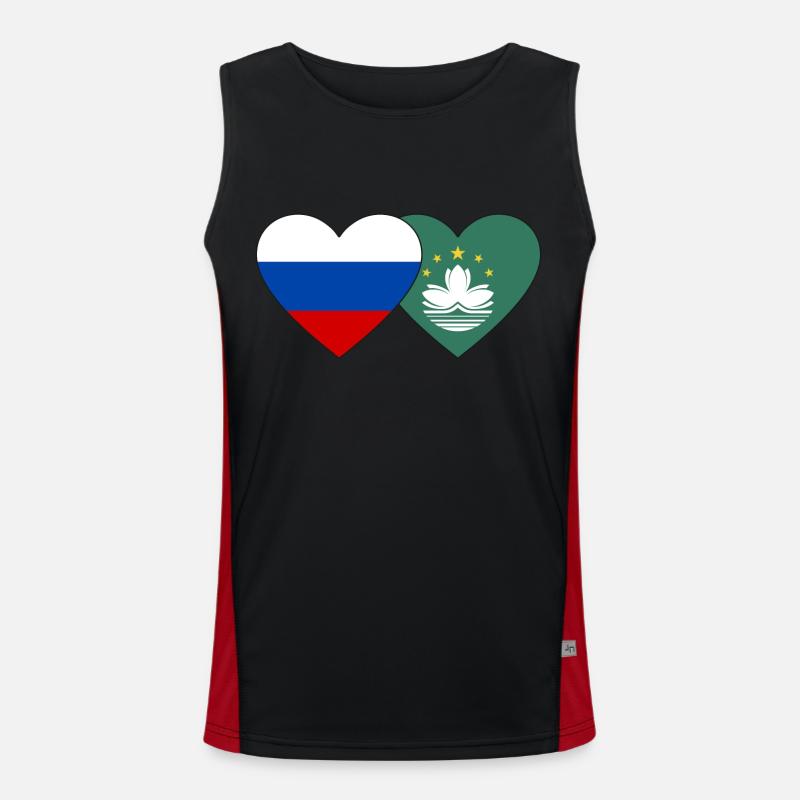 Russie Cœur de drapeau de Macao Débardeur respirant contrasté Homme 