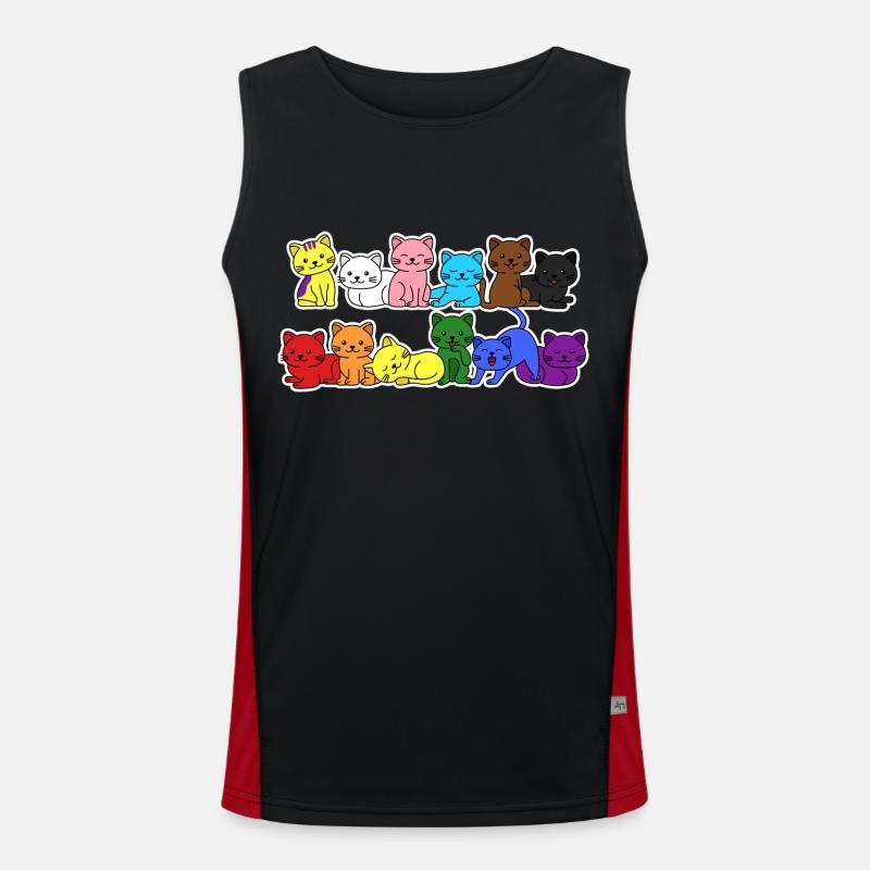 Pride Progress Flag Kat for ligestilling - Funktionel kontrast tanktop til herrer  - sort/rød