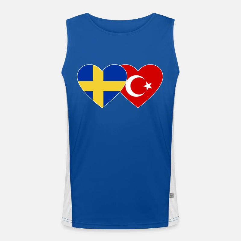 Suède Turquie Drapeau Coeur Débardeur respirant contrasté Homme 