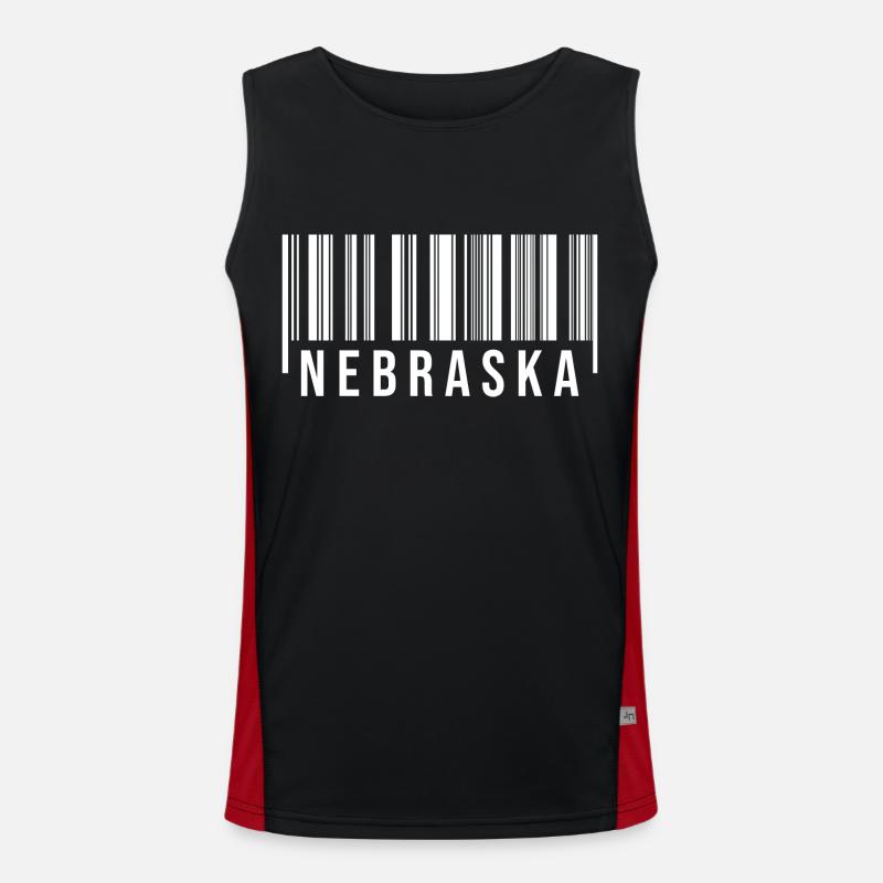 Nebraska Barcode - Men's Functional Contrast Tank Top  - black/red