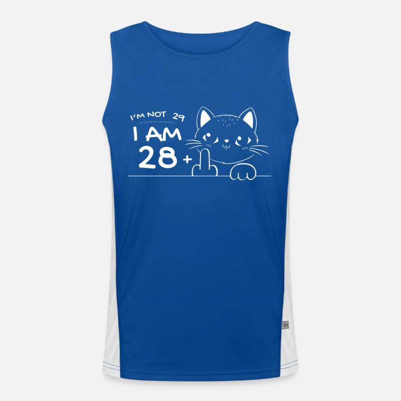 Ich bin nicht 29, ich bin 28 plus 1 Mittelfinger Katzenflip Funktionelles Kontrast-Tank Top für Männer 