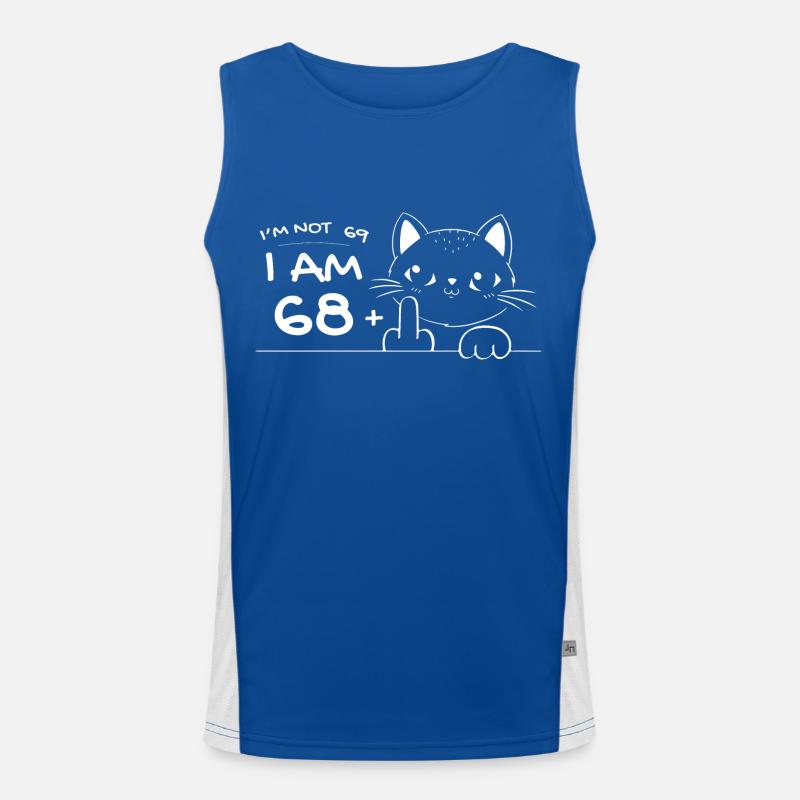 Ich bin nicht 69, ich bin 68 plus 1 Mittelfinger Katzenflip Funktionelles Kontrast-Tank Top für Männer 