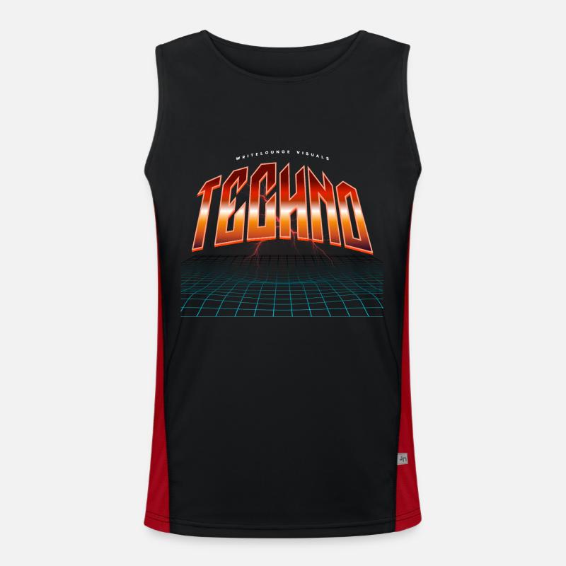 Techno - Men's Functional Contrast Tank Top  - black/red