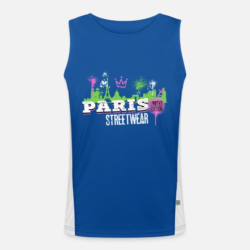 Paris Skyline Stadt Frankreich Graffiti Kunst Funktionelles Kontrast-Tank Top für Männer 