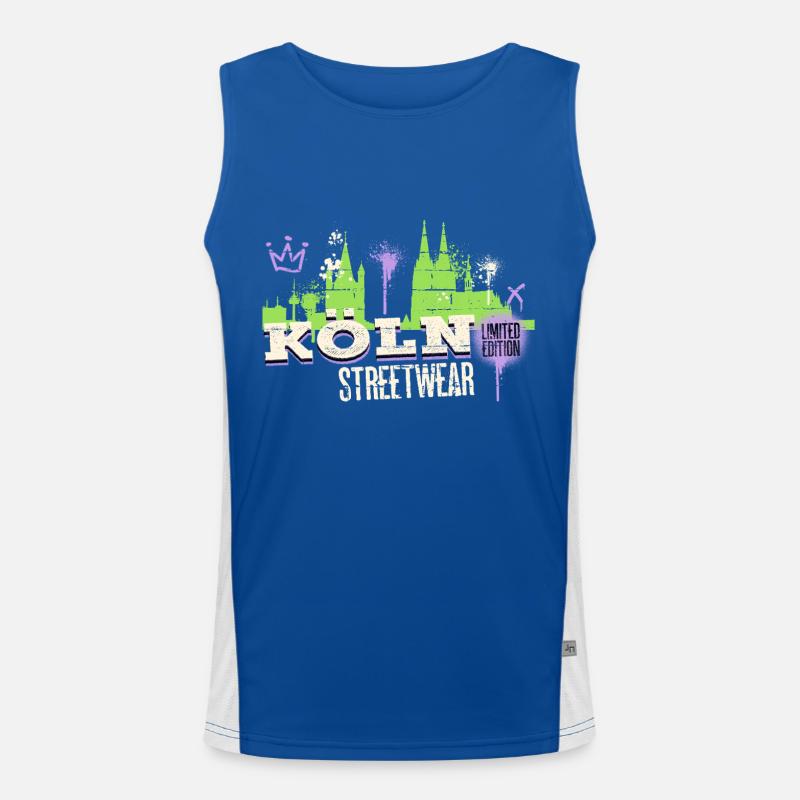Cologne Skyline City Germany Cologne Graffiti Men's Functional Contrast Tank Top 