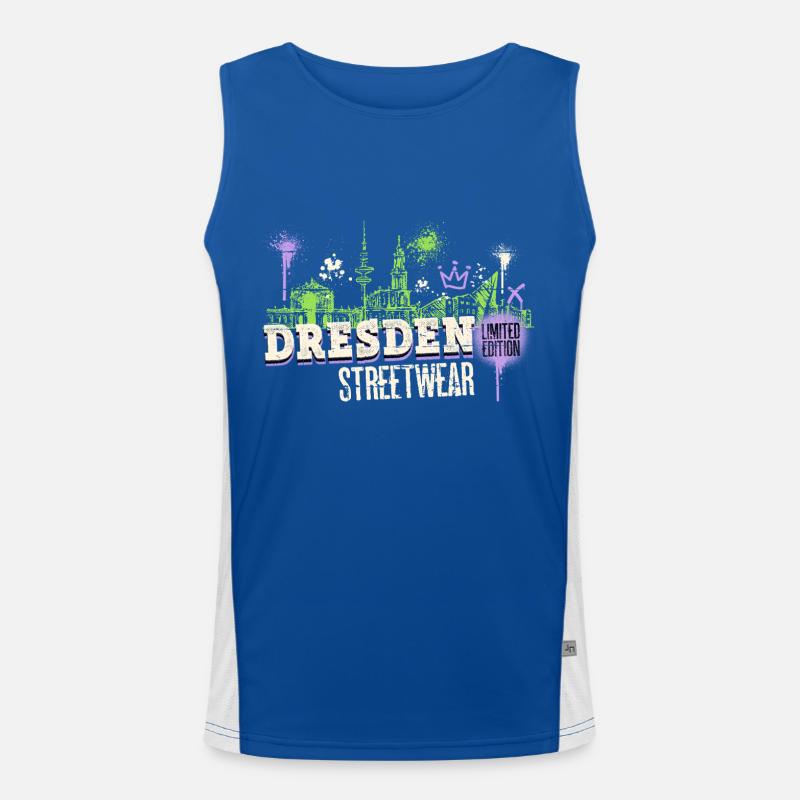 Dresden Skyline City Germany Graffiti Men's Functional Contrast Tank Top 